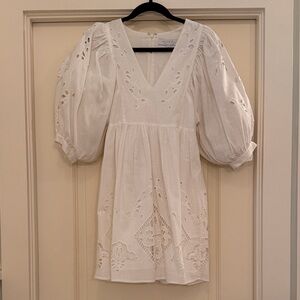 Hunter Bell white embroidered cotton dress